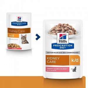 Hill's Prescription Diet k/d Kidney Care Влажный диетический корм для кошек при хронической болезни почек с лососем 85 гр