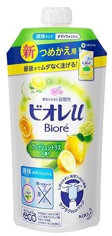KAO "Biore U" Жидкое мыло  для душа с эфирными маслами и ароматом цитрусов 340мл
