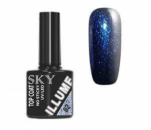 Топ для гель лака и геля с микро-блеском Illume без липкого слоя Sky 10 мл №02