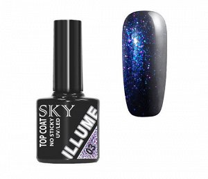 Топ для гель лака и геля с микро-блеском Illume без липкого слоя Sky 10 мл №03