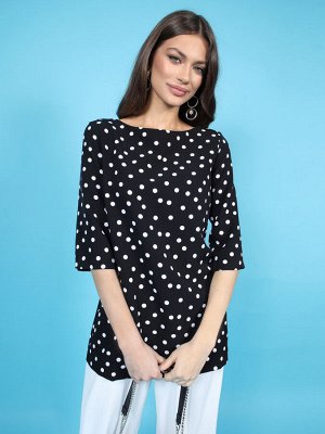 Туника Цвет:  черный/белый;  Длина по спинке  ; Состав: 55% вискоза 40% полиамид 5% эластан;