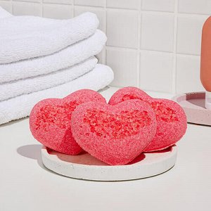 Сердечко соляное для ванны, с маслами и солью, розовое, 120 г