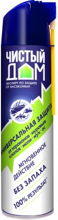 Чистый дом Аэрозоль Супер Универсальный 600 мл. От тараканов, муравьев, клопов, моли, мух и ос.