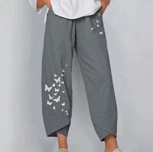 Спортивные штаны женские 5505 "Бабочки" Серые