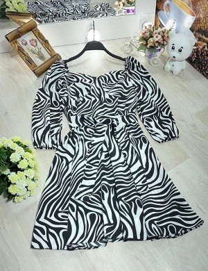 Платье 6006 "Зебра - Разводы" Черное