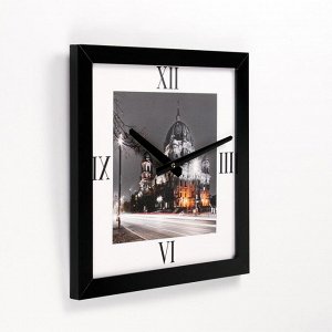 Часы-картина настенные, серия: Город, "Церковь", 33 х 33 см