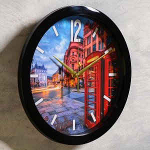 Часы настенные, серия: Город, "Вечерний Лондон", плавный ход, d=28 см