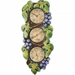 Настенные часы, серия: Интерьер, "Виноград", с барометром и гигрометром