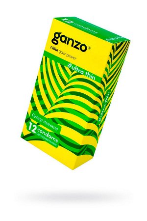 Презервативы Ganzo Ultra thin, ультратонкие, латекс, 18 см, 12 шт