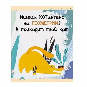 Тетрадь предметная "Геометрия. Тетрадь кота" А5, 48л., со справочным материалом, на скрепке, глянцевая ламинация, Канц-Эксмо