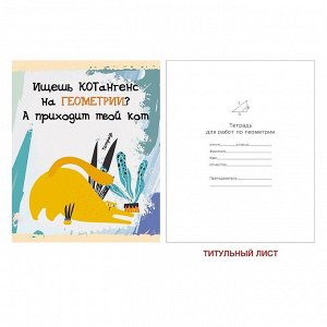 Тетрадь предметная "Геометрия. Тетрадь кота" А5, 48л., со справочным материалом, на скрепке, глянцевая ламинация, Канц-Эксмо