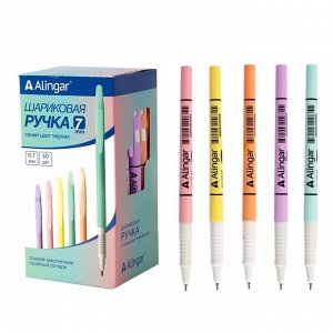 Ручка шариковая Alingar, 0,7 мм, синяя, игольчатый наконечник, грипп, круглый цветной пластиковый корпус, картонная упаковка