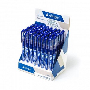 Ручка шариковая Alingar "FANCY", 0,7 мм, синяя, игольчатый наконечник, резиновый грип, круглый, тонированный, пластиковый корпус, картонная упаковка