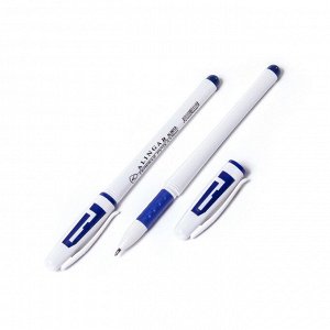 Ручка гелевая Alingar, "Sample", 0,5 мм, синяя, резиновый грип, круглый, белый, пластиковый корпус, в уп. 12 шт., картонная упаковка