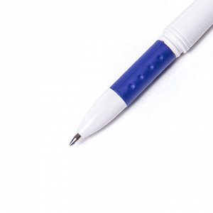 Ручка гелевая Alingar, "Sample", 0,5 мм, синяя, резиновый грип, круглый, белый, пластиковый корпус, в уп. 12 шт., картонная упаковка