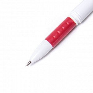 Ручка гелевая Alingar, "Sample", 0,5 мм, красная, резиновый грип, круглый, белый, пластиковый корпус, в уп. 12 шт., картонная упаковка