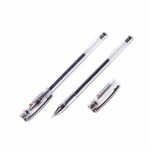 Ручка гелевая Alingar, "DEW SHINE", 0,5 мм, черная, игольчатый металлизированный наконечник, грип,круглый, прозрачный, пластиковый корпус, в уп. 12 шт