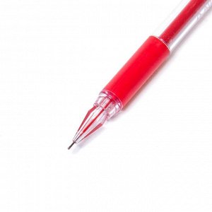 Ручка гелевая Alingar "Cristal", 0,5 мм, красная, игольчатый метал. наконечник, резиновый грип, круглый, прозрачный, пластиковый корпус, в уп. 12 шт.