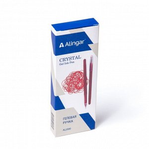 Ручка гелевая Alingar "Cristal"  0,5 мм, красная, игольчатый наконечник,  круглый, пластиковый цветной  корпус, в уп. 12 шт., картонная упаковка