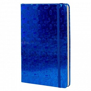 Записная книжка, А5, Alingar, 7БЦ, ПВХ голография, на резинке, клетка, 95 л., "Числа", синий