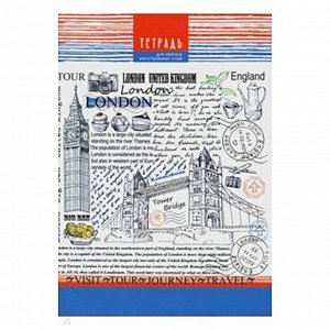 Тетрадь-словарик для записи иностранных слов 48л., А5, линия, Апплика "Лондон", скрепка