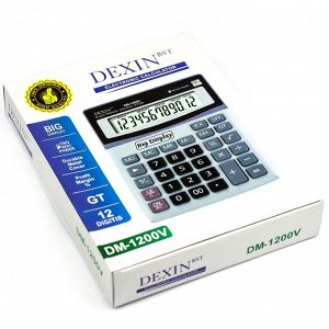 Калькулятор Alingar 12 разрядов, 190*145*18 мм, двойное питание, металлик, "DM-1200V"
