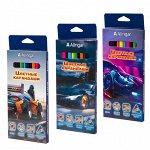Карандаши цветные Alingar 12 цв., &quot;Street racing&quot; деревянные, трехгранные, заточенные, грифель 2.8 мм, картон. уп., европод.