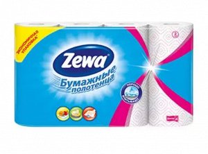 Полотенца кух. "Zewa Plus" 2 сл. 4 шт.с цветн. клеем
