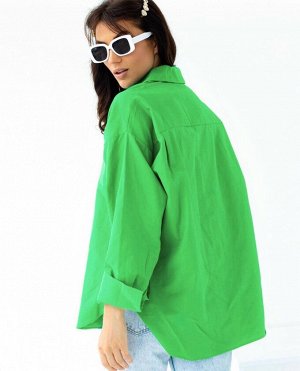 Рубашка Женская 7507 "Однотон - Один Карман" Зеленая