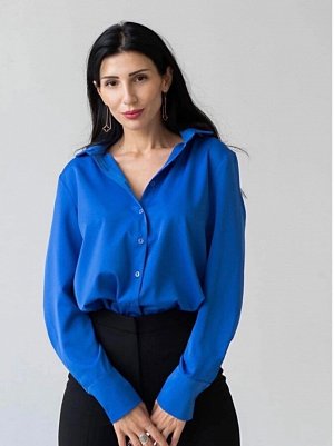 Рубашка Женская 4504 &quot;Однотонная №3&quot; Синяя