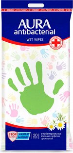 Влаж.салф. AURA  20шт антибак. Derma Protect РОМАШКА pocket-pack КК/48