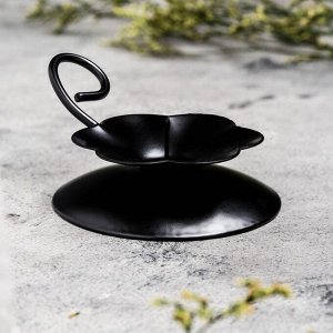 Подсвечник "Цветок Н" металл на 1 свечу , 9х3,5 см, черный