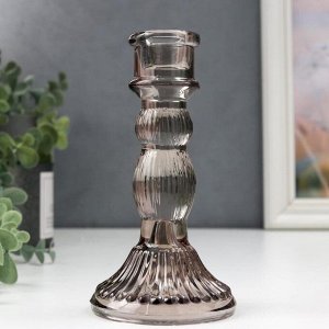 Подсвечник стекло на 1 свечу "Колонна с шарами" серый прозрачный 15,5х8,5х8,5 см