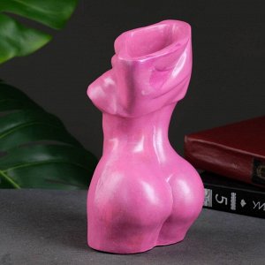 Кашпо - ваза "Женский торс - большое" розовый металлик, 20х10х10 см