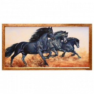 Гобеленовая картина "Чёрные кони" 63*123 см