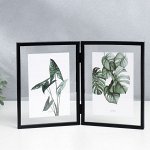 Фоторамка металл на 2 фото 10х15 см &quot;Лофт. Строгие линии&quot; чёрная 20х30,5х2,3 см