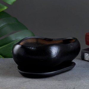 Горшок "Бонсай малый" для кактусов и суккулентов, черный, 0,6, л/ 17х14х7см