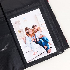 Фотоальбом на 200 фото 10х15 см "Мелкие сердечки" текстиль, чёрные листы 5х35х36 см, МИКС