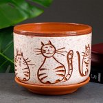 Горшок цветочный &quot;Атлант&quot; котики 1,5 л
