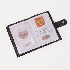 Обложка для автодокументов и паспорта, отдел для купюр, цвет коричневый