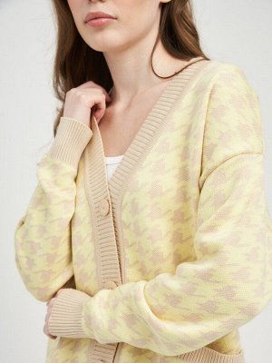 Кардиган женский 7221-14093   1016/11347 св.бежевый/лимонный щербет