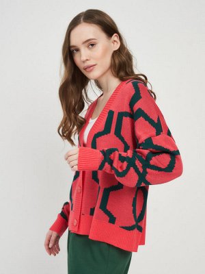 Кардиган женский 7221-14092   7045/611 роза/изумруд