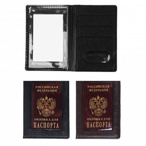 Обложка д/паспорта с окном ПВХ 10*14см 2цв