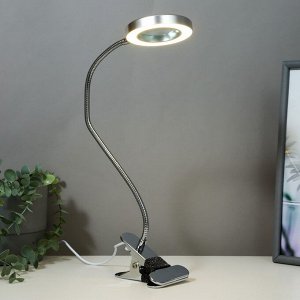 Настольная лампа на прищепке "Профи" LED 10Вт 3000К USB серебро 35х35х160 см