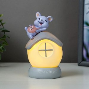Ночник "Веселый мышонок" LED от батареек серый 7х7х12,5 см