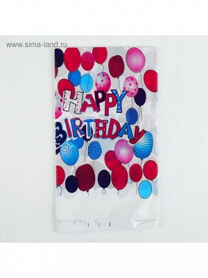 Скатерть полиэтилен цветные шары 132 х 220 см С Днем рождения!