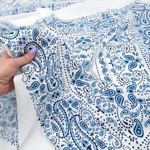 Ткань на отрез cитец платочный 95 см 9991-1 Пейсли цвет синий