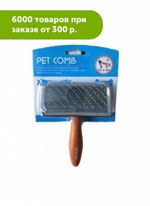 Пуходерка "Pet Comb" метал с каплей ручка дерево 6*12см Pet Fashion
