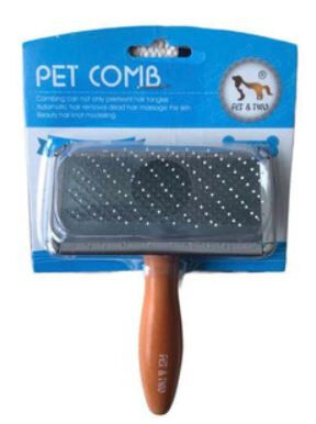 Пуходерка "Pet Comb" метал с каплей ручка дерево 6*12см Pet Fashion