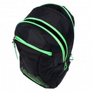 Рюкзак молодёжный Calligrata «Волны», эргономичная спинка, 44 х 30 х 17 см, чёрный/зеленый